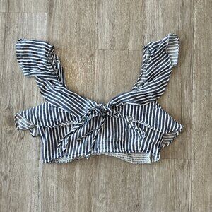 Womens Forever 21 Contemporary Blue/White Cropped Tank Top - XL